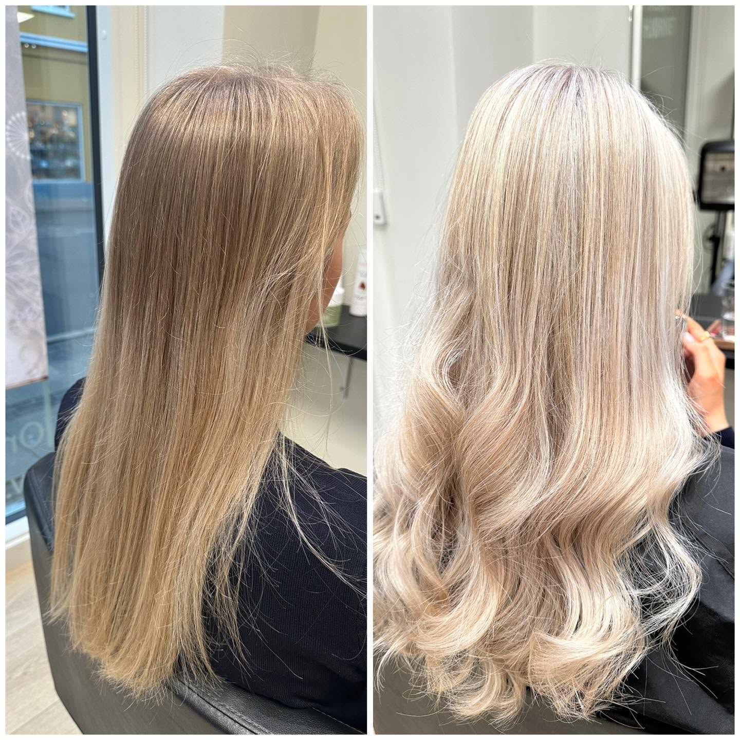 Lange blonde striber – før og efter